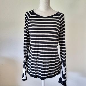 Banana Republic Striped Animal Print Pattern Mix Sweater L